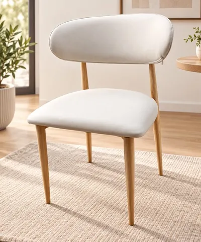 Chaise design scandinave pieds fer effet bois – assise 46×45 cm, hauteur 75 cm – CHAISE-HX9011BM