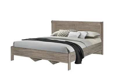 Lit double 160×200 cm – Coloris chêne et blanc