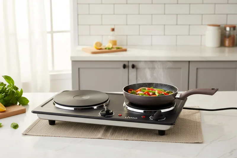 Plaque de cuisson électrique 2 foyers à poser et encastrable 45,5×26,5×6,9 cm – 2500 W