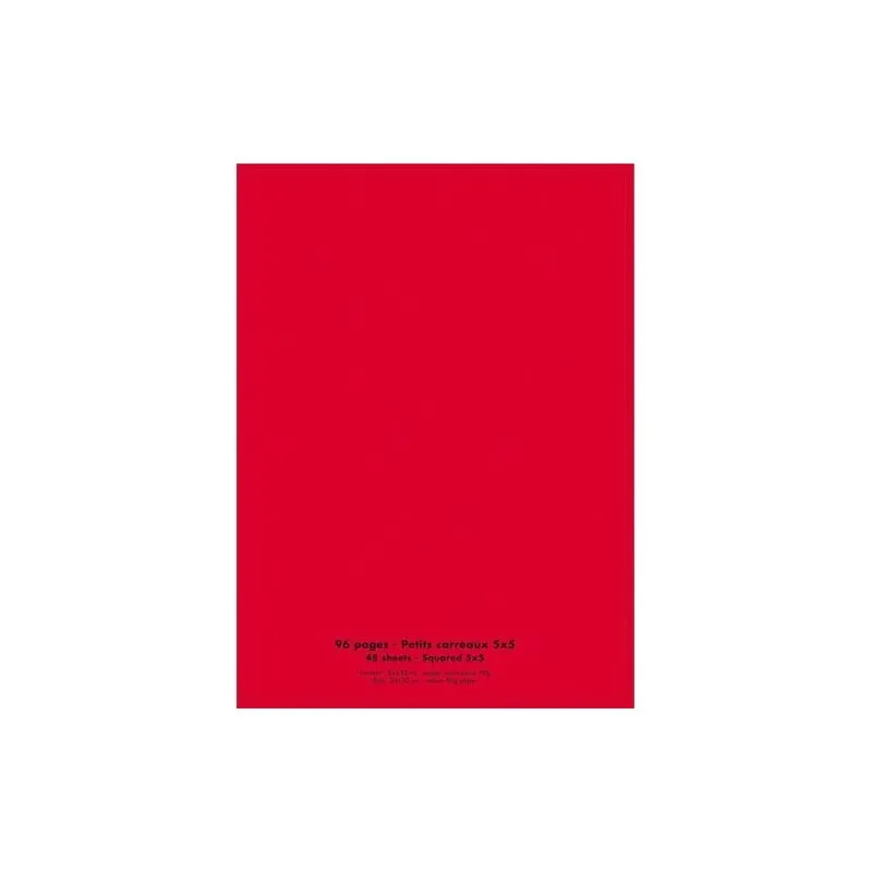 Cahier Conquérant 24×32 cm, 96 pages petits carreaux 5 mm, polypro rouge
