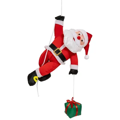 Décoration grimpeur Père Noël avec cadeau – figurine suspendue pour fêtes de Noël