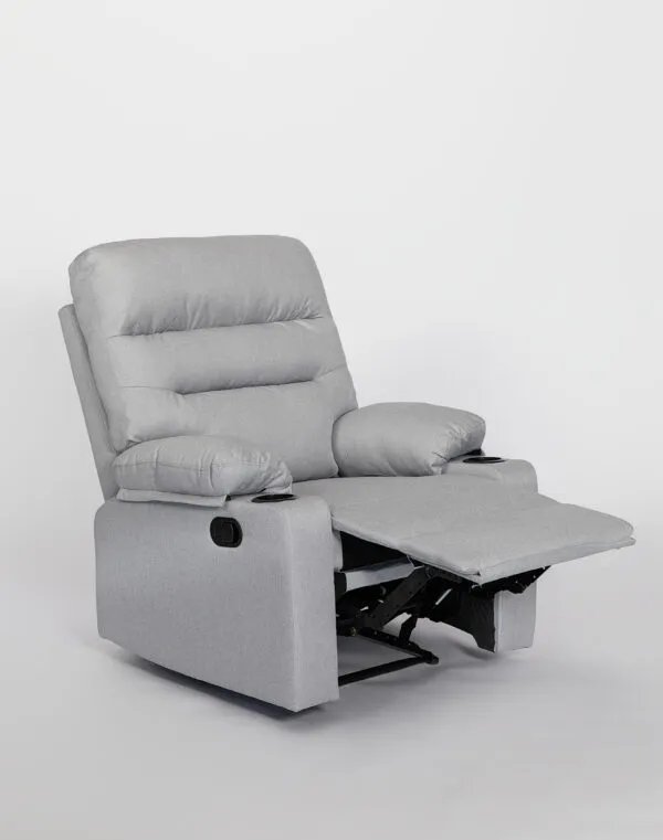 Fauteuil relax gris 90×100×48 cm, 165 cm déployé