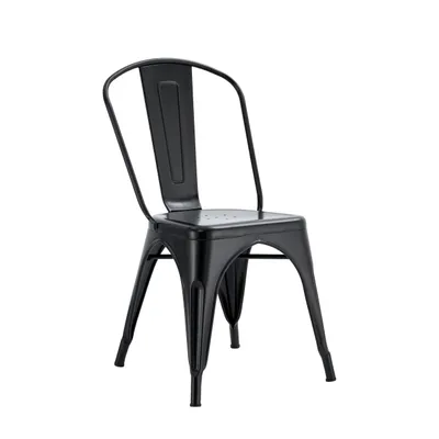 Chaise en métal noir – design industriel, usage intérieur et extérieur