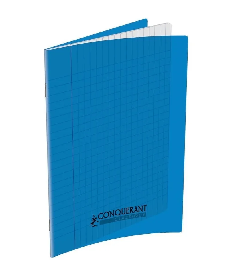 Cahier Conquérant A4 140 pages Seyès, polypro bleu
