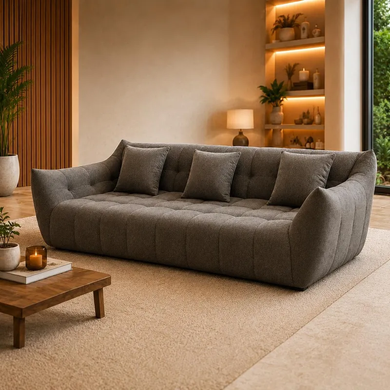 Canape moderne 3 places compressé 220X107X80 cm gris