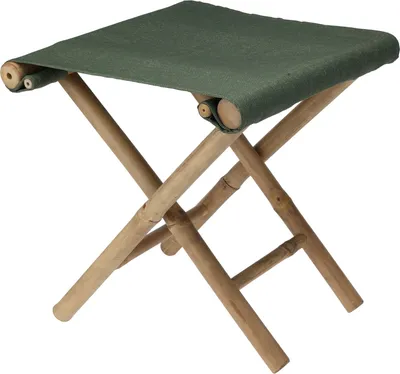 Tabouret pliant bambou 40X40X40CM tissu en vert