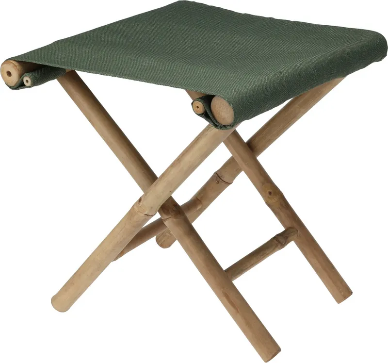 Tabouret pliant bambou 40X40X40CM tissu en vert