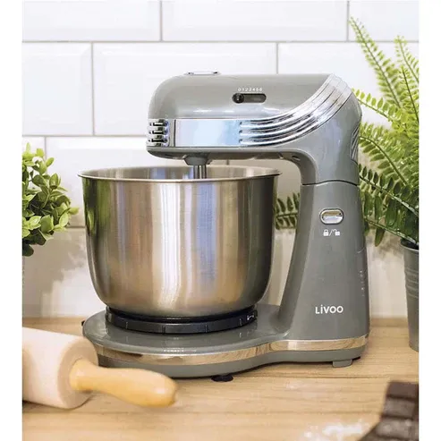 Robot pâtissier Livoo 3L 250W Gris – Bol inox, 6 vitesses