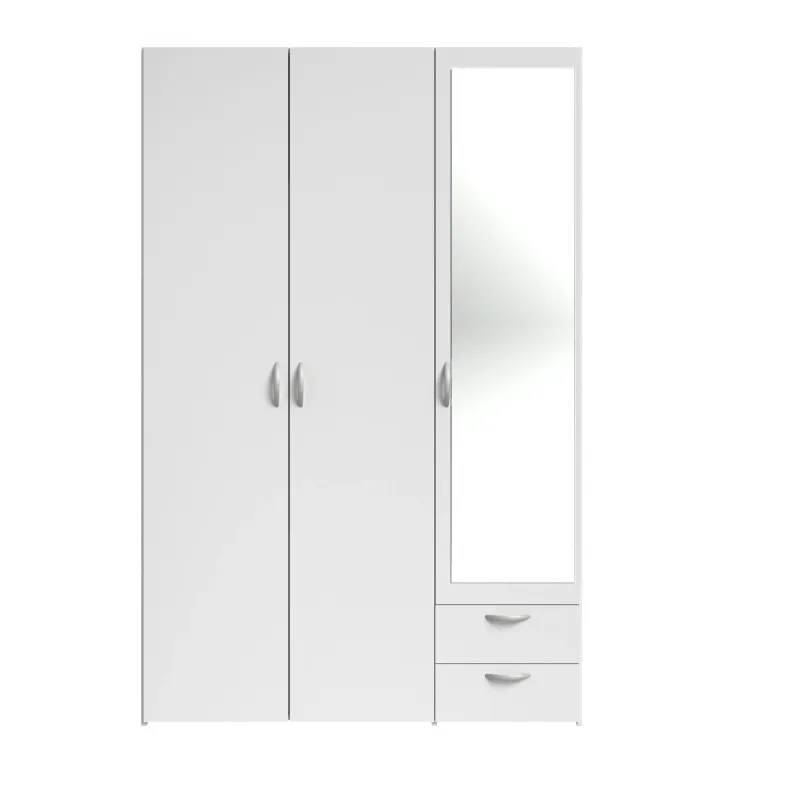 Armoire 3 portes 2 tiroirs Daily 120 × 185 × 51 cm blanche