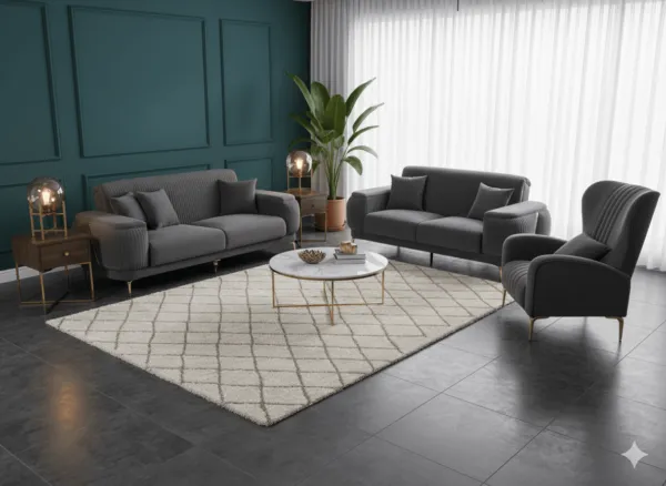 Salon 1+2+3 places gris S616 design moderne