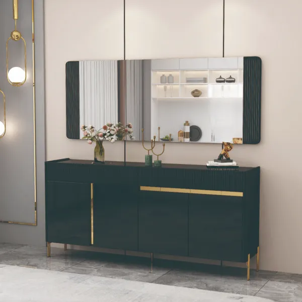 Bahut Noir Doré – 180 × 40 × 70 cm
