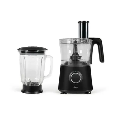 Robot blender multifonction 600W 6 en 1 LIVOO Noir bol plastique – pétrir hacher trancher emulsionner mixer DOP250N