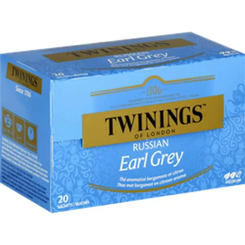 Thé noir Earl Grey Twinings bergamote-citron 20 sachets