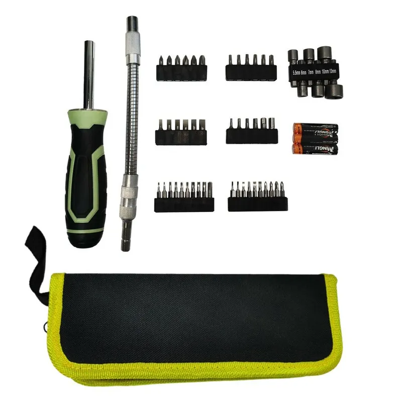 Coffret tournevis à LED avec porte-embout magnétique télescopique