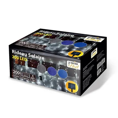 Rideau lumineux solaire 200 LED – décoration intérieure et extérieure