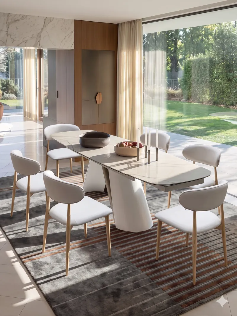 Table avec rallonges plateau céramique – 140 cm extensible jusqu&rsquo;à 200 cm × 90 cm × 75 cm