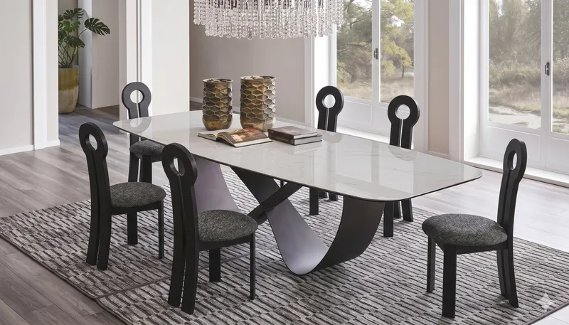 Table avec rallonges plateau céramique – 240×100×75 cm