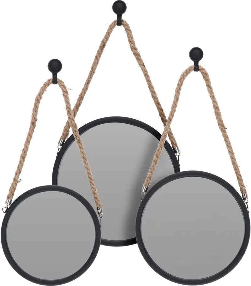 Miroir rond set 3PCS noir