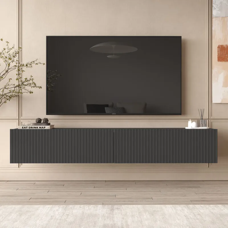 Meuble TV suspendu 180 cm – Étagère murale avec rangements – LN2-AN-TV