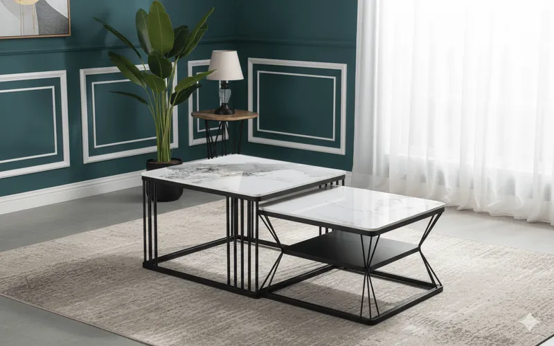 Table basse carrée Cigogne – plateau carré, style épuré – C036-TB