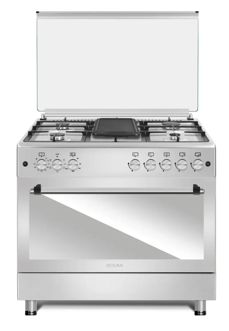 Cuisinière 5 feux gaz + four électrique inox 60×90 cm – OCMR9650