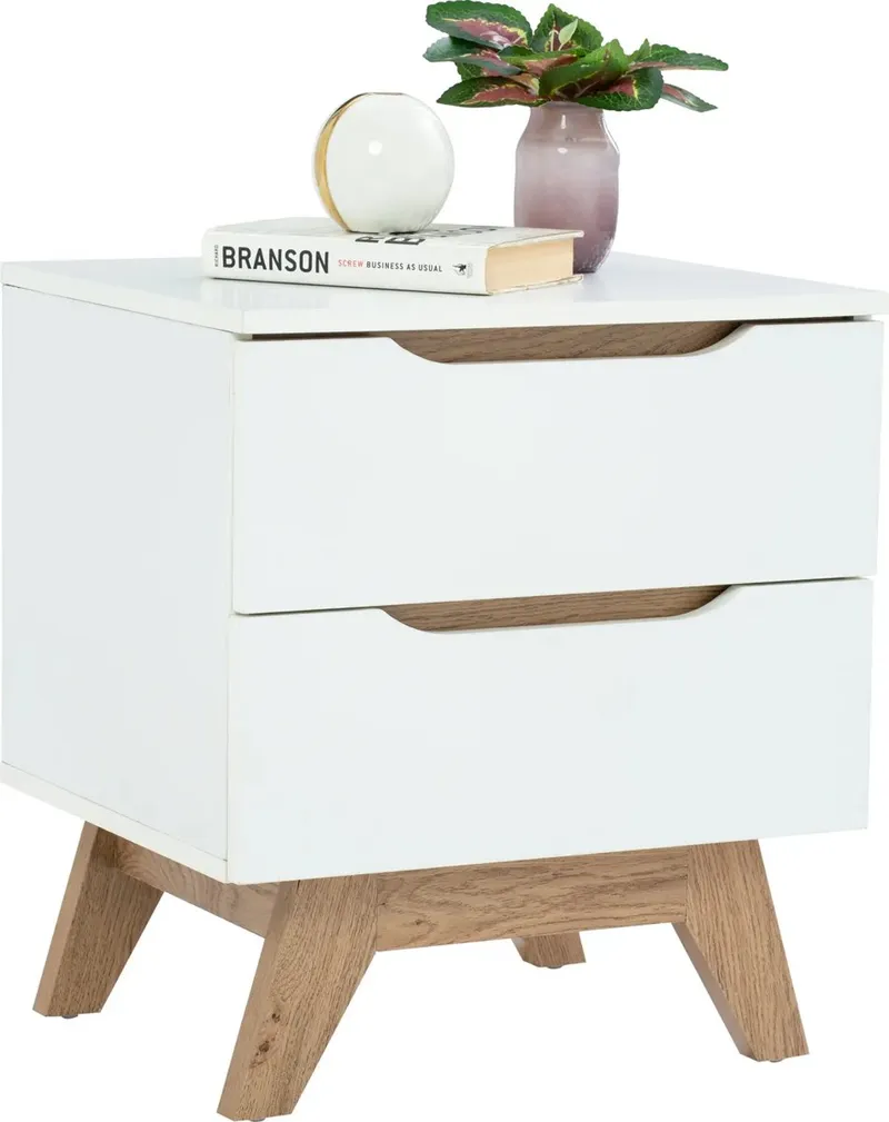 Table de chevet 2 tiroirs blanche