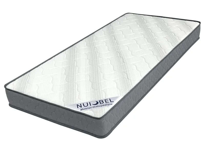 Matelas mousse orthopédique 140×200 cm – épaisseur 20 cm, densité D25 – NUIBEL-140X200