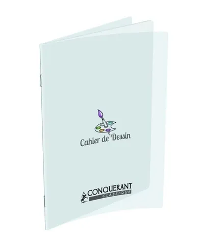 Cahier de dessin Conquérant 24×32 cm, 96 pages unies, couverture polypro