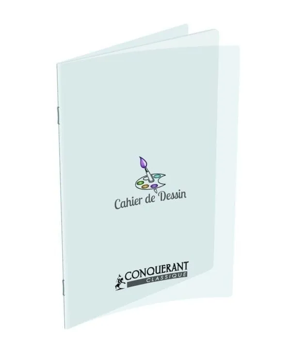 Cahier de dessin Conquérant 24×32 cm, 96 pages unies, couverture polypro