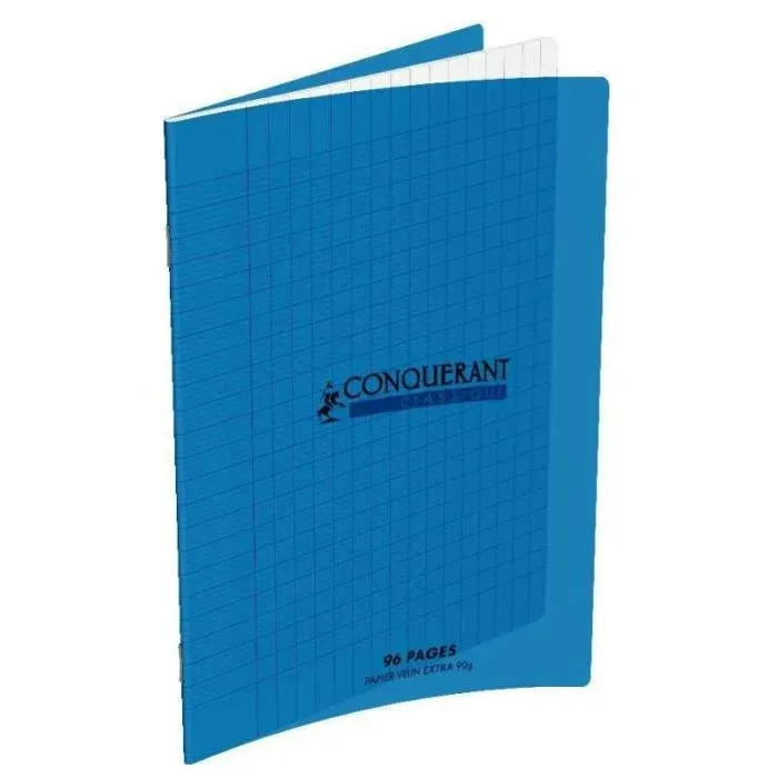 Cahier Conquérant 24×32 cm 192 pages Seyès, polypro bleu