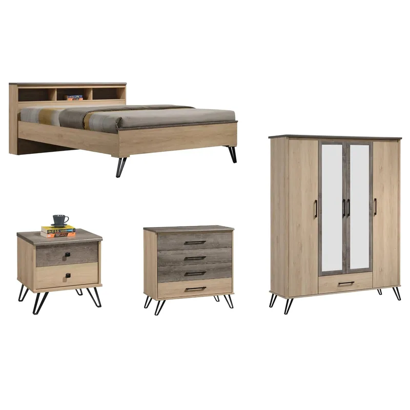 Chambre Toro lit 2 places 1 armoire 1 commode 2 chevets