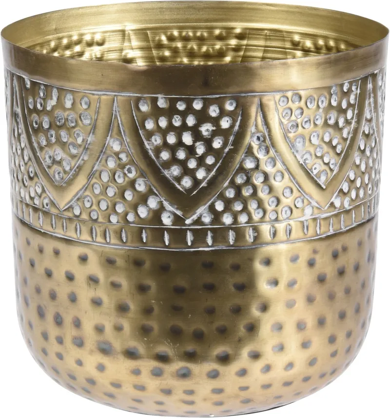 Vase decorative en metal dore