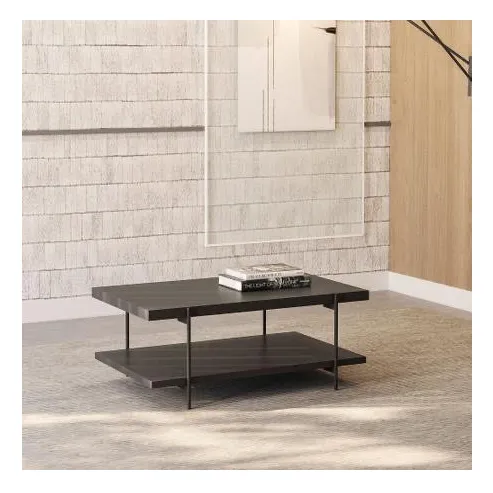 Table basse LISBOA noire pieds métal 90 × 36 × 56 cm