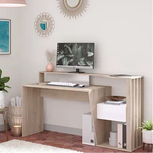 Bureau Paloma chêne du Japon et blanc 157×92×60 cm