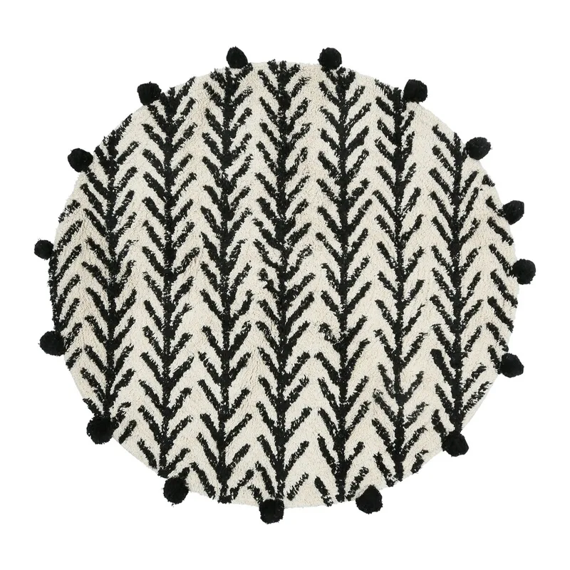 Tapis rond romance blc+bl D100