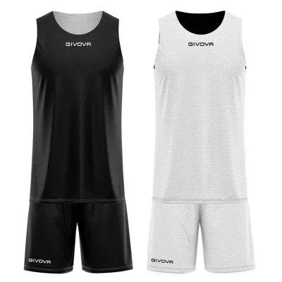 Kit basket réversible Givova – Maillot et short, noir et blanc