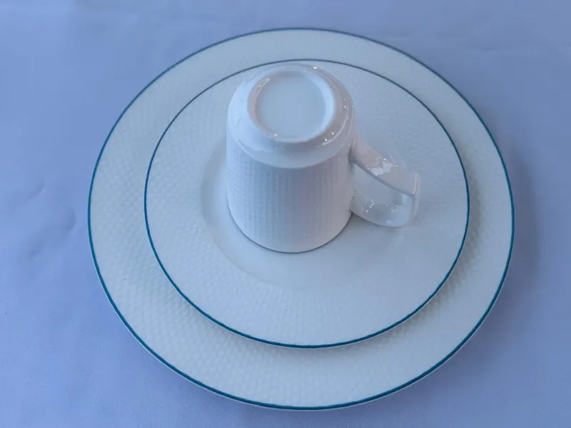 Set assiette gastronomique bord bleu