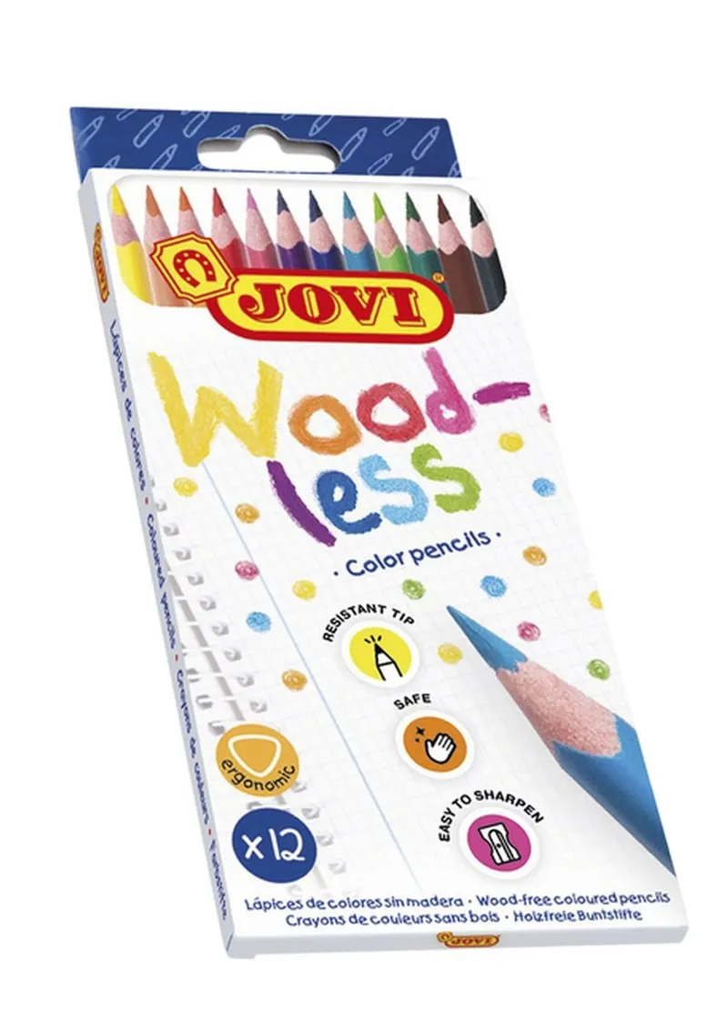 Crayons de couleur triangulaires Etui de 12 WOODREE. – JOVI