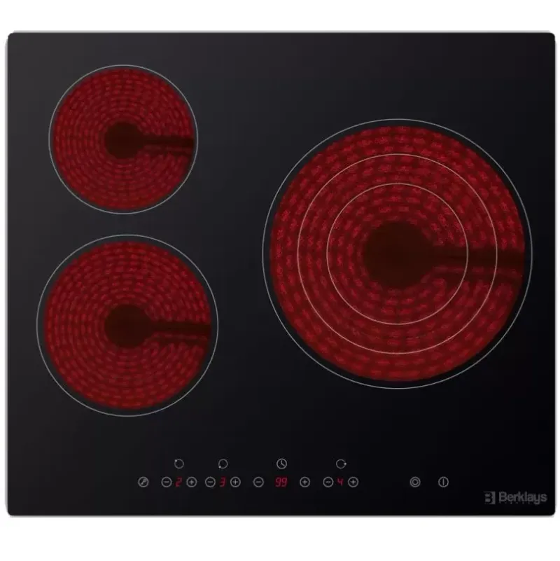 Plaque vitrocéramique Berklays 3 feux noire 60 cm