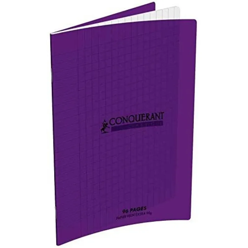 Cahier Conquérant 17×22 cm, 96 pages Seyès, couverture polypro violette