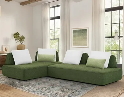 Canapé d'angle MILAN – tissu vert