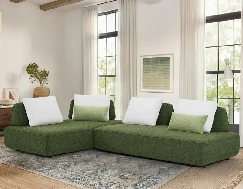 Canapé d'angle MILAN – tissu vert