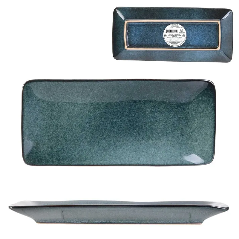 Coupelle rectangle gres du temps 10X22CM bleu M12