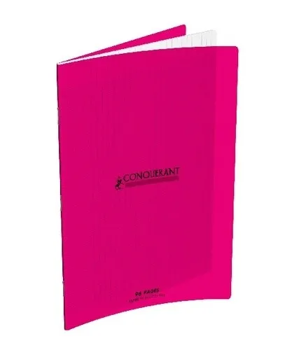 Cahier Conquérant 24×32 cm, 96 pages Seyès 90 g, polypro rose