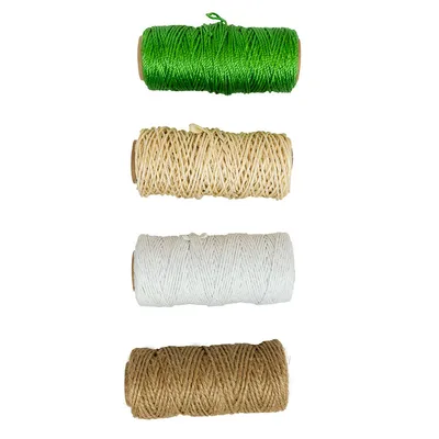 Cordes assorties PP, jute, coton et sisal – lot de 4