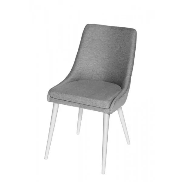 Chaise Reno grise, pieds blancs, 48×63×86 cm