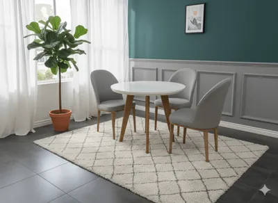 Ensemble table ronde + 4 chaises 90×90×75 cm