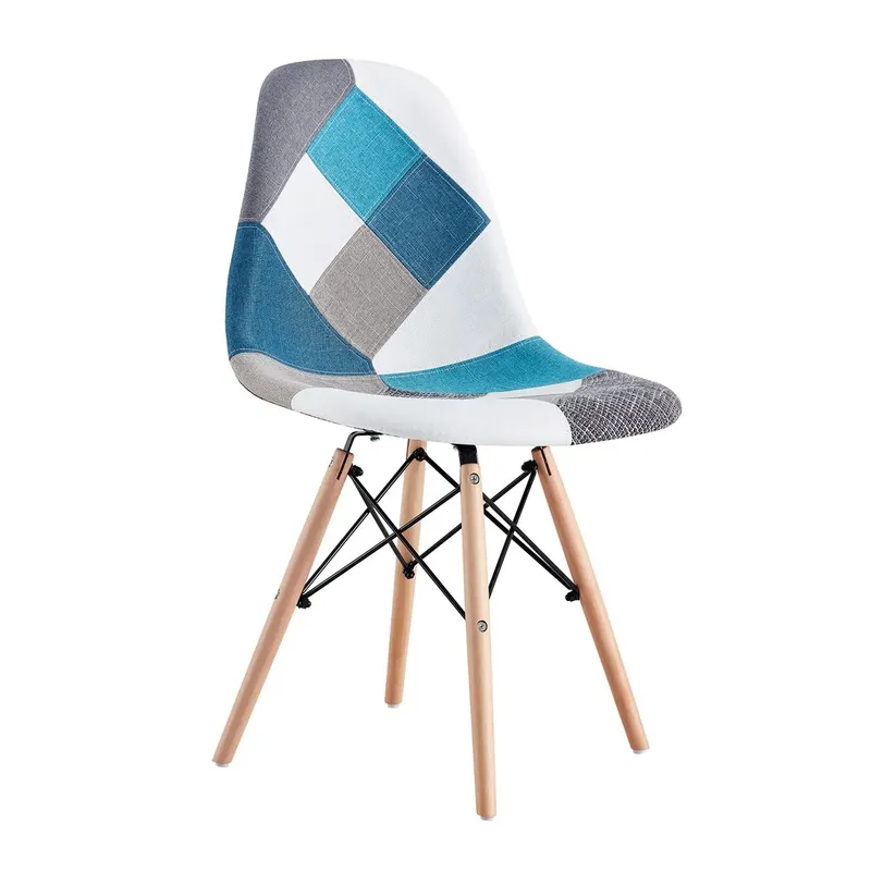 Chaise pieds métal – Bleu/Blanc
