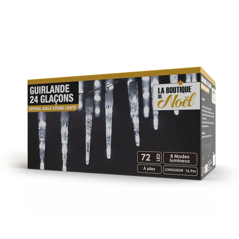 Guirlande lumineuse 24 glaçons 72 LED