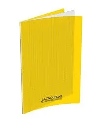 Cahier Conquérant 24×32 cm, 140 pages Seyès 90g, couverture polypro jaune